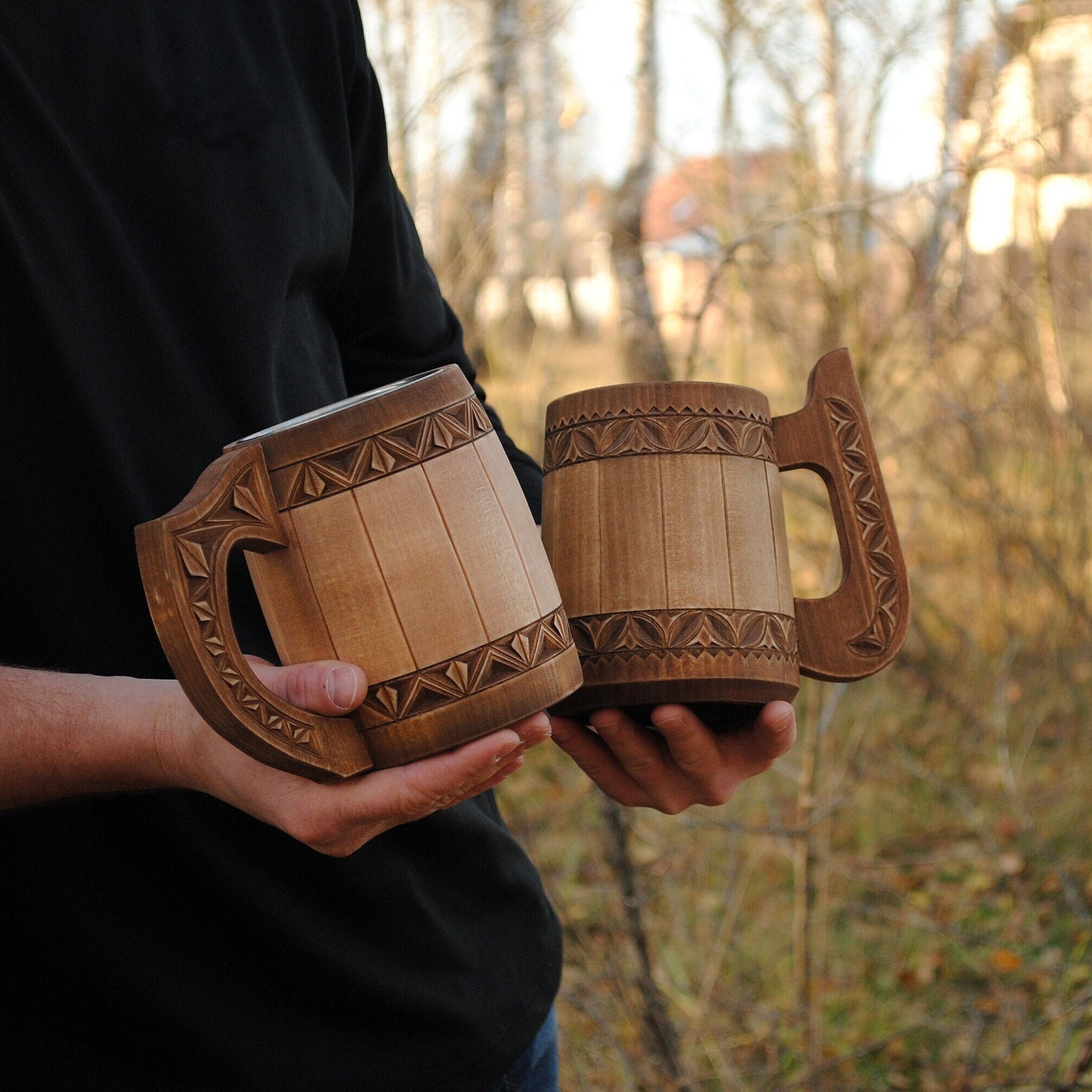 Handmade Wooden Mug for Men Women 12 oz Coffee Mug Man Gift Small Wood Cup  Tankard Barrel Mug Wooden…See more Handmade Wooden Mug for Men Women 12 oz