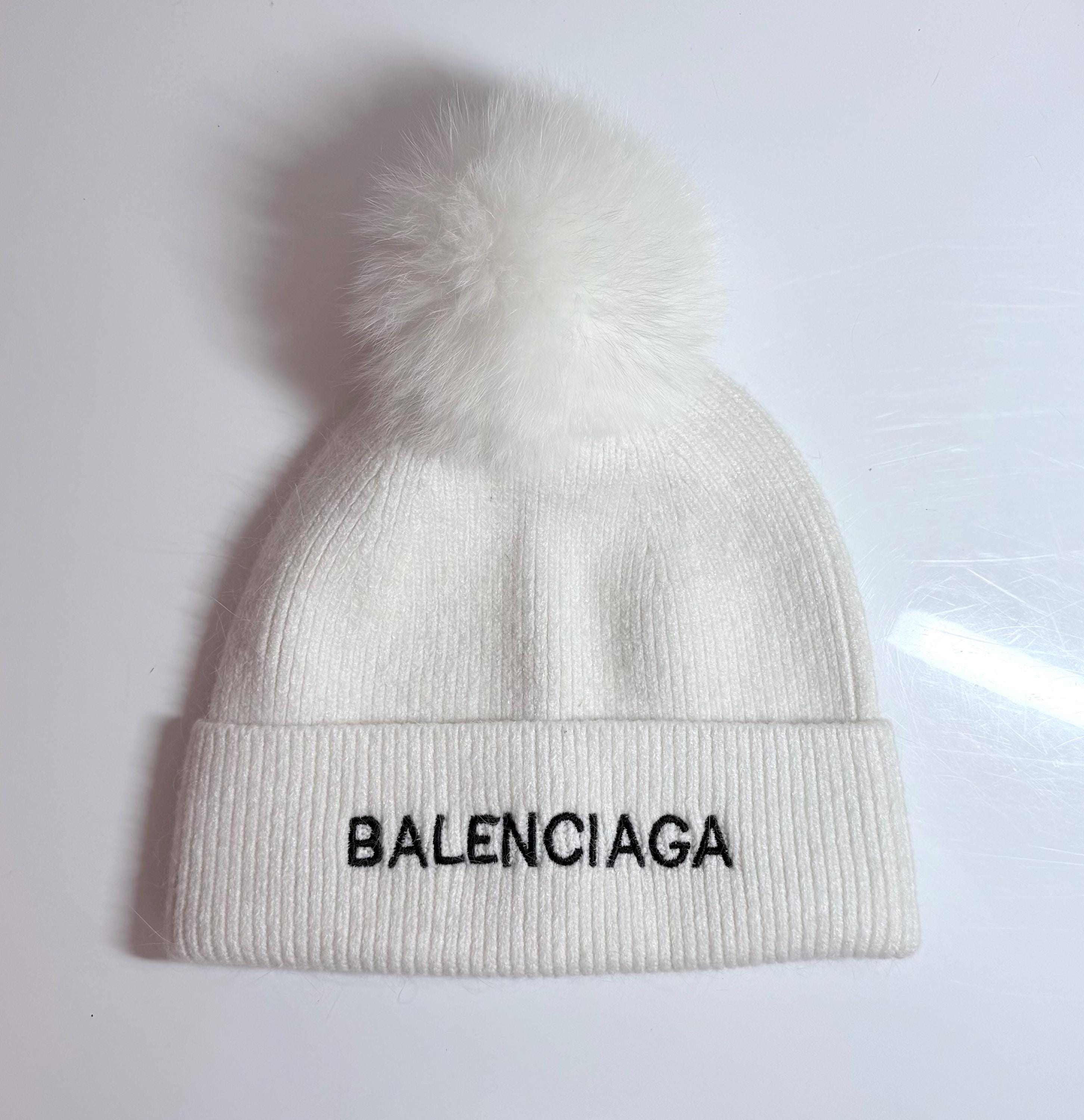 Tasha Tarno Cashmere Knit Beanie with Real Fur Pom Pom – Gray | One Size Vintage White Fox Fur Hat - Etsy main image 3