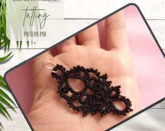 Schema per orecchini con perline Elizabeth Tatting, tutorial per il chiacchierino con navetta e ago, PDF per gioielli in pizzo fai da te