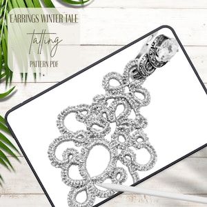 Wzór PDF na kolczyki frywolitkowe „Zimowa opowieść” • Samouczek robienia koronek • Pobieranie cyfrowe