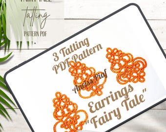 Schema per orecchini a chiacchierino in PDF Tutorial per gioielli in pizzo navetta Design da favola Download digitale