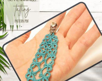 Orecchini lunghi con motivo a merletto in PDF, tutorial per il merletto a navetta con perline, gioielli in pizzo fai da te, file digitale