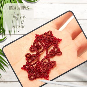 Linda Örhängen Frivolitetsmönster med Pärlor PDF | Shuttle & Needle Lace Handledning | DIY Smycken