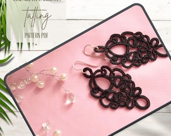 Schema per orecchini in pizzo a navetta e ad ago, PDF, tutorial fai da te per gioielli, regalo di nozze