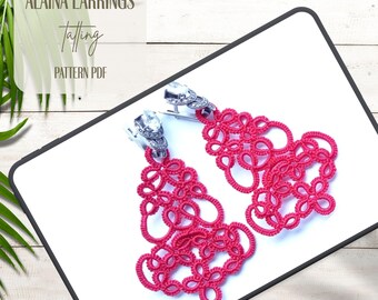 Schema per chiacchierino navetta PDF Tutorial per orecchini Alaina Lace Chiacchierino ad ago Gioielli fai da te Istruzioni per il download digitale