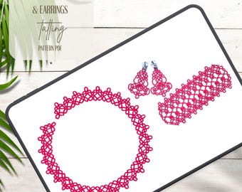 Set di 3 modelli di chiacchierino: collana, bracciale e orecchini in PDF – Tutorial fai da te per gioielli in pizzo