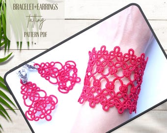 Set orecchini + bracciale Alaina PDF Schema per chiacchierino. Schema per gioielli con chiacchierino. Navetta per chiacchierino.