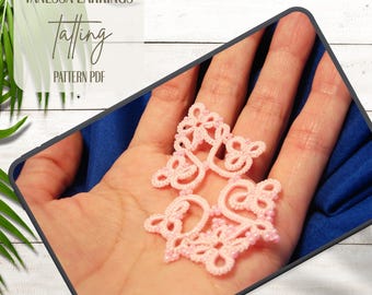 Schema per chiacchierino in PDF "Orecchini Vanessa" | Schema per chiacchierino a navetta | Schema per pizzo con perline | Stile vintage