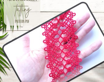 Schema digitale PDF per chiacchierino: bracciale Alaina per navetta o ago, girocollo, collana, creazione di gioielli fai da te