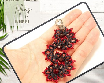 Tutorial PDF per gioielli in pizzo Frivolite con ago navetta Valeria, istruzioni fai da te digitali per la creazione di accessori con perline