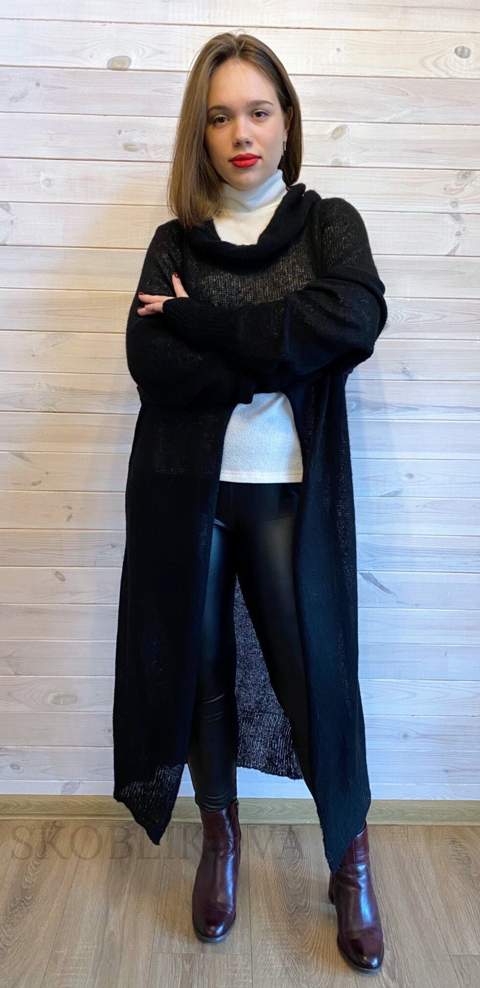 Kid Mohair Cardigan Black Mohair and Silk Cardigan. Handmade