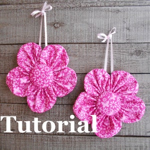 Stoffblumen - Anleitung Anleitung Muster - Wand Blumendekor - DIY Basteln