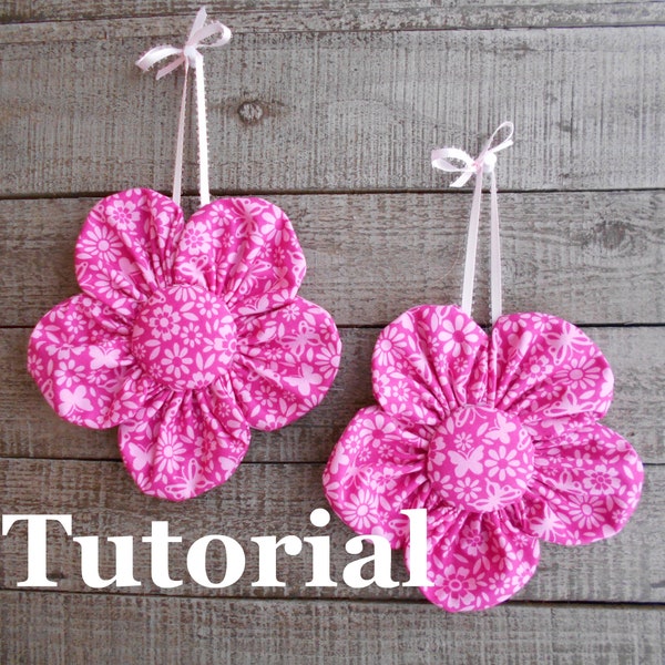 Fabric Flowers - Instructions Tutorial Pattern - wall flower decor - DIY Crafts