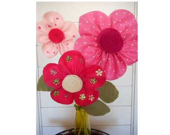 Felt Flower pattern tutorial how to make felt flowers - gift kids room decor - diy crafts gifts