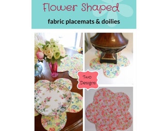 How to Make Fabric Flower Shaped Placemats Doilies - Instructions Tutorial Pattern -  place mats - sewing gift - diy crafts gifts