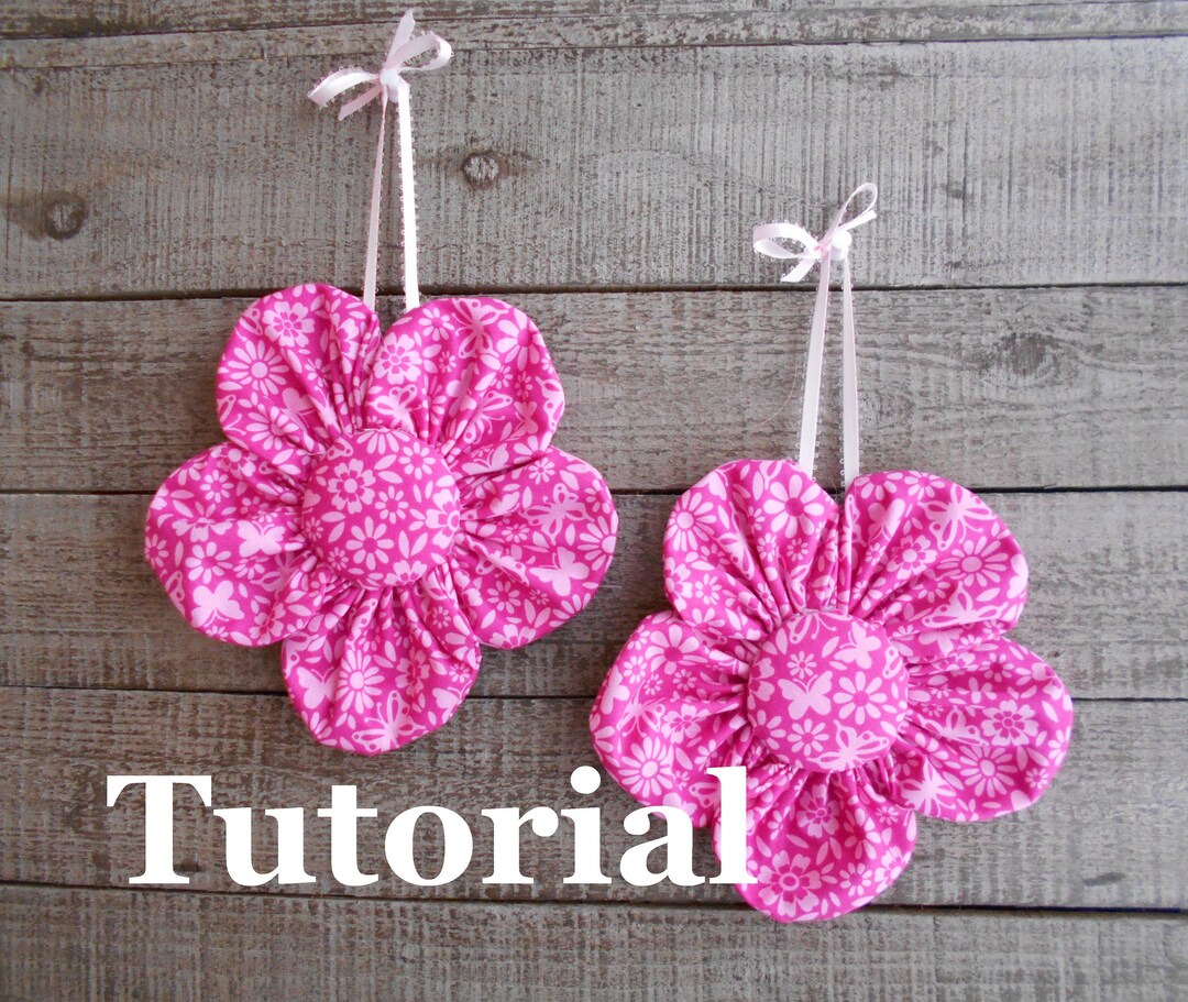 Fabric Flowers Instructions Tutorial Pattern Wall Flower Decor DIY