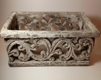 Concrete Cement Rectangular Planter Box Arabesque Outdoor or Indoor 10x6
