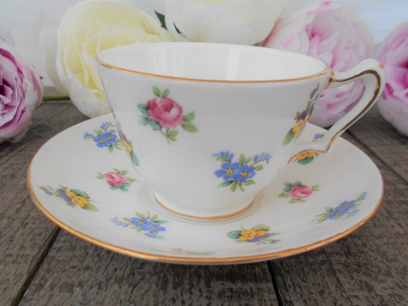 Crown Staffordshire Fine Bone China Tea Cup & Saucer Set Etsy