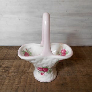 Crown Staffordshire Porcelain Small Basket - Sweetheart Rose