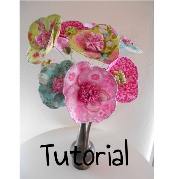 Fabric Flowers - Poppies - Instructions Tutorial Pattern - flower decor