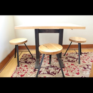F4459 Short Maple Wood & Steel Stools Custom Made by Marian Built from Pacific NW image 6