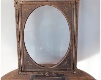 M5238 Vintage Victorian Freestanding Revolving Gesso Oval Reversable Picture Frame