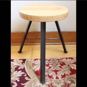 F4459 Short Maple Wood & Steel Stools Custom Made by Marian Built from Pacific NW image 1