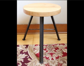 F4459 Short Maple Wood & Steel Stools Custom Made by Marian Built from Pacific NW