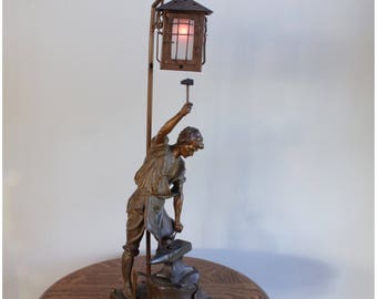 A8050 Bronze Figural Newell Post Lamp/Table Lamp