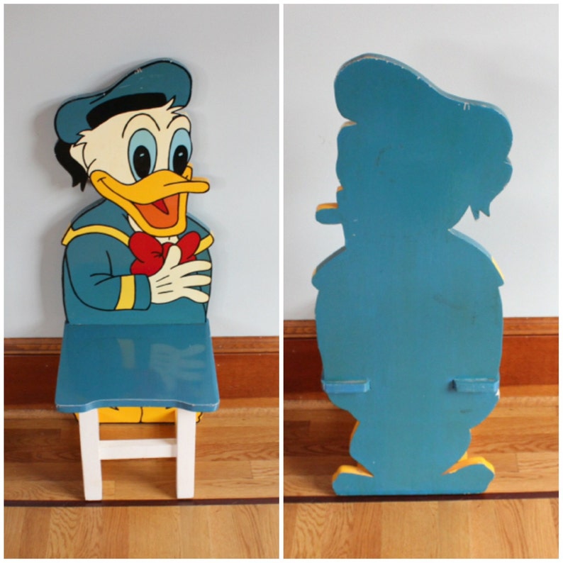 F3136 Vintage Disney Folkart 4er Set Micky Maus Holz handgefertigt &bemalt Kinderstühle Bild 3