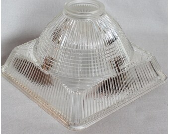 S1001 Vintage Square Hollophane Glass lamp, light Shade replacement glass