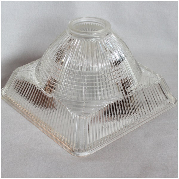 S1001 Vintage Square Hollophane Glass lamp, light Shade replacement glass