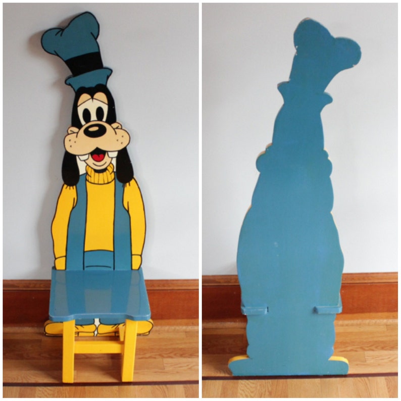 F3136 Vintage Disney Folkart Set of 4 Mickey Mouse Wooden Hand Made & Painted Child's Chairs image 5