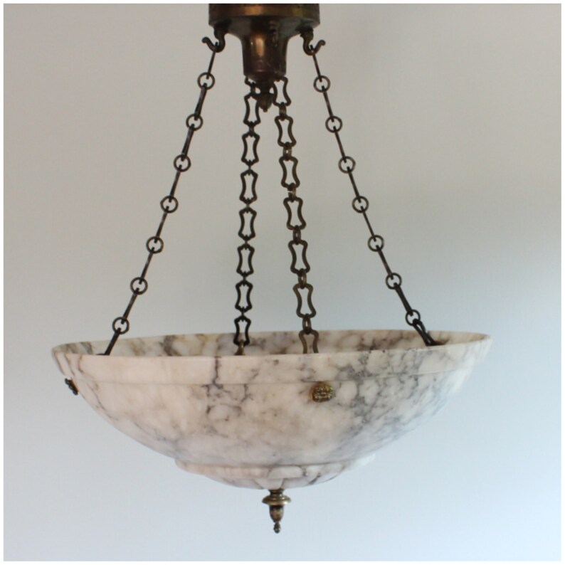 Diy112 Vintage Carved Alabaster Bowl Light Hanging Ceiling