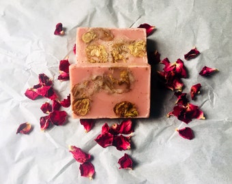 All Natural Soap Base, Rose and Geranium, Cinnamon, Activated Charcoal Soap