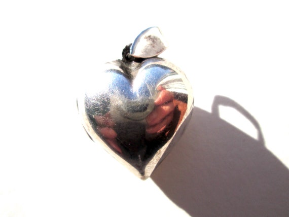 Timeless Vintage Locket Pendant Puffy Heart Sterl… - image 1