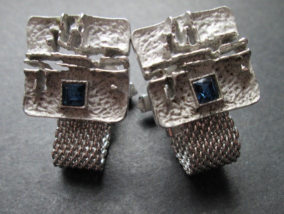 Gorgeous Vintage Cuff Links Cufflinks Silver Tone… - image 7