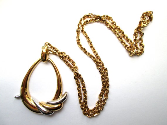 Vintage Signed MONET Shiny Gold & Silver Tone Abs… - image 10