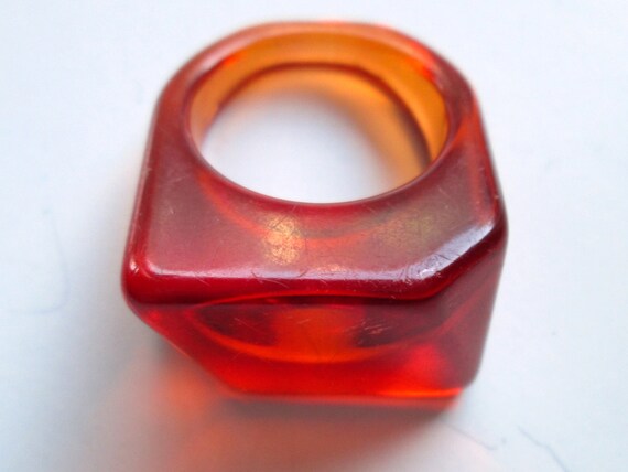 Sweet Vintage Statement Ring Mandarin Orange Red … - image 10