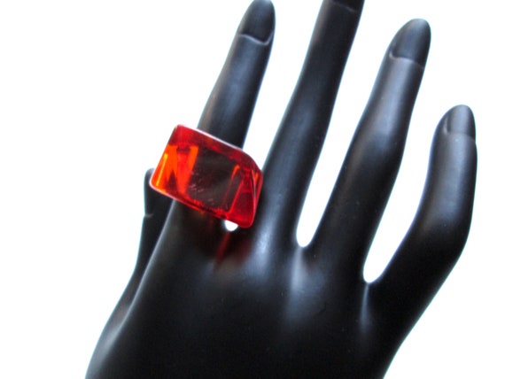 Sweet Vintage Statement Ring Mandarin Orange Red … - image 1