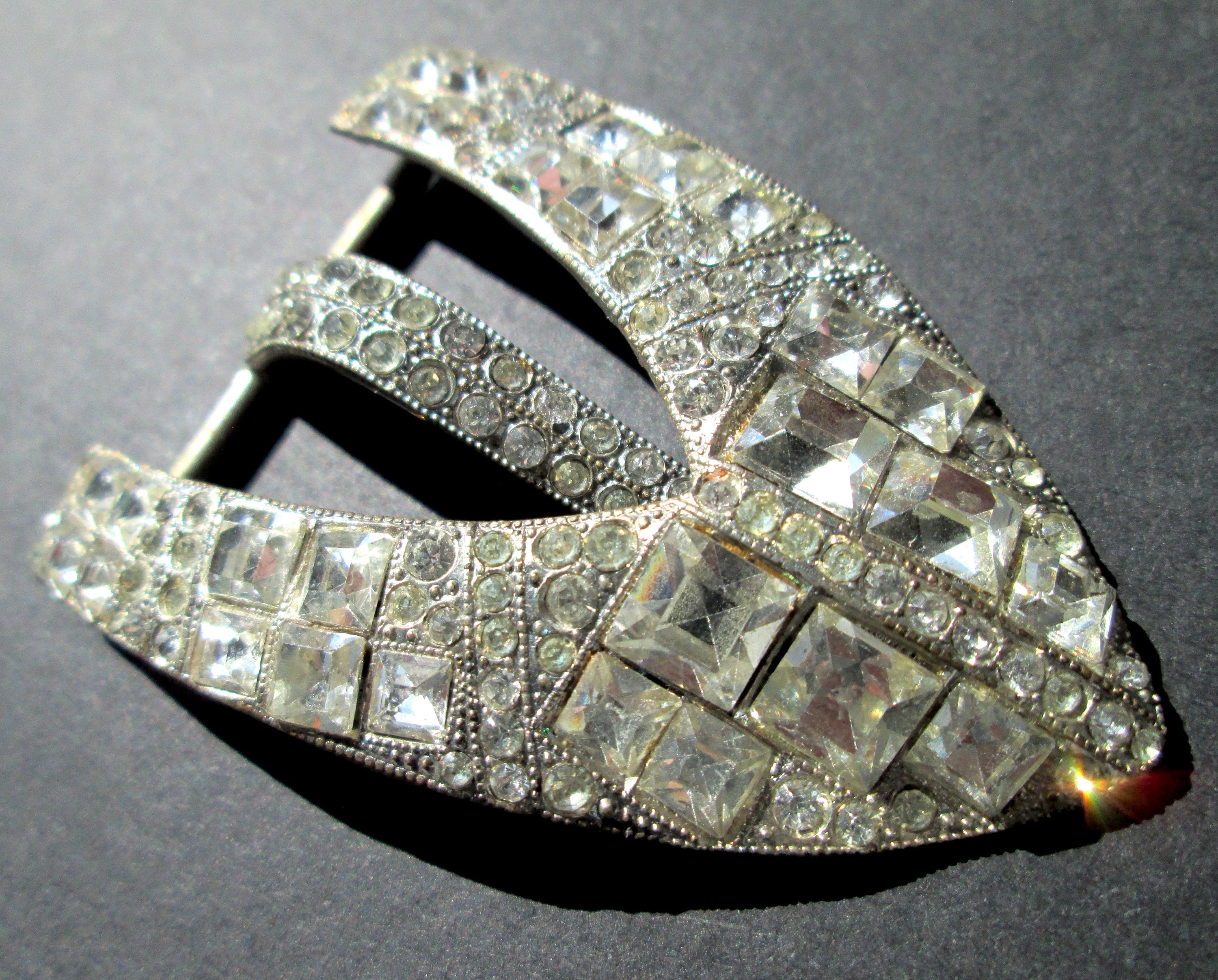 Vintage Art Deco Green Square Rhinestone Pave Crystals Belt Buckle Silver Tone Art Deco Rhinestone Belt Buckle - Etsy main image 3