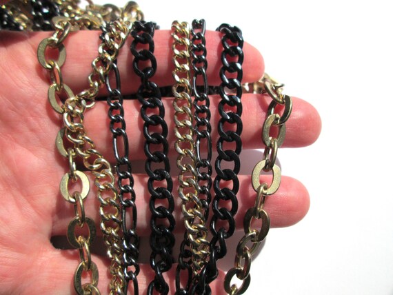 Bold Chunky Vintage Two Tone Multi Strand Chain N… - image 8