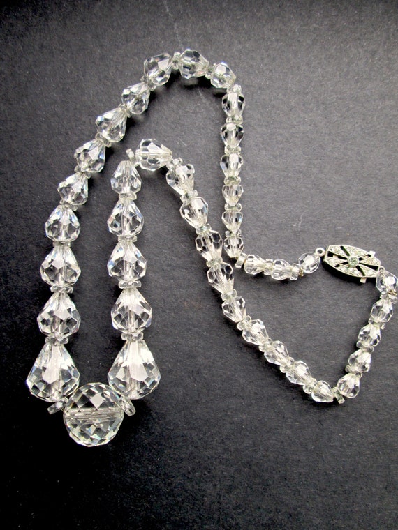 Vintage Triple Strand Crystal Necklace Rhinestones Clasp Topaz Color - Ruby  Lane