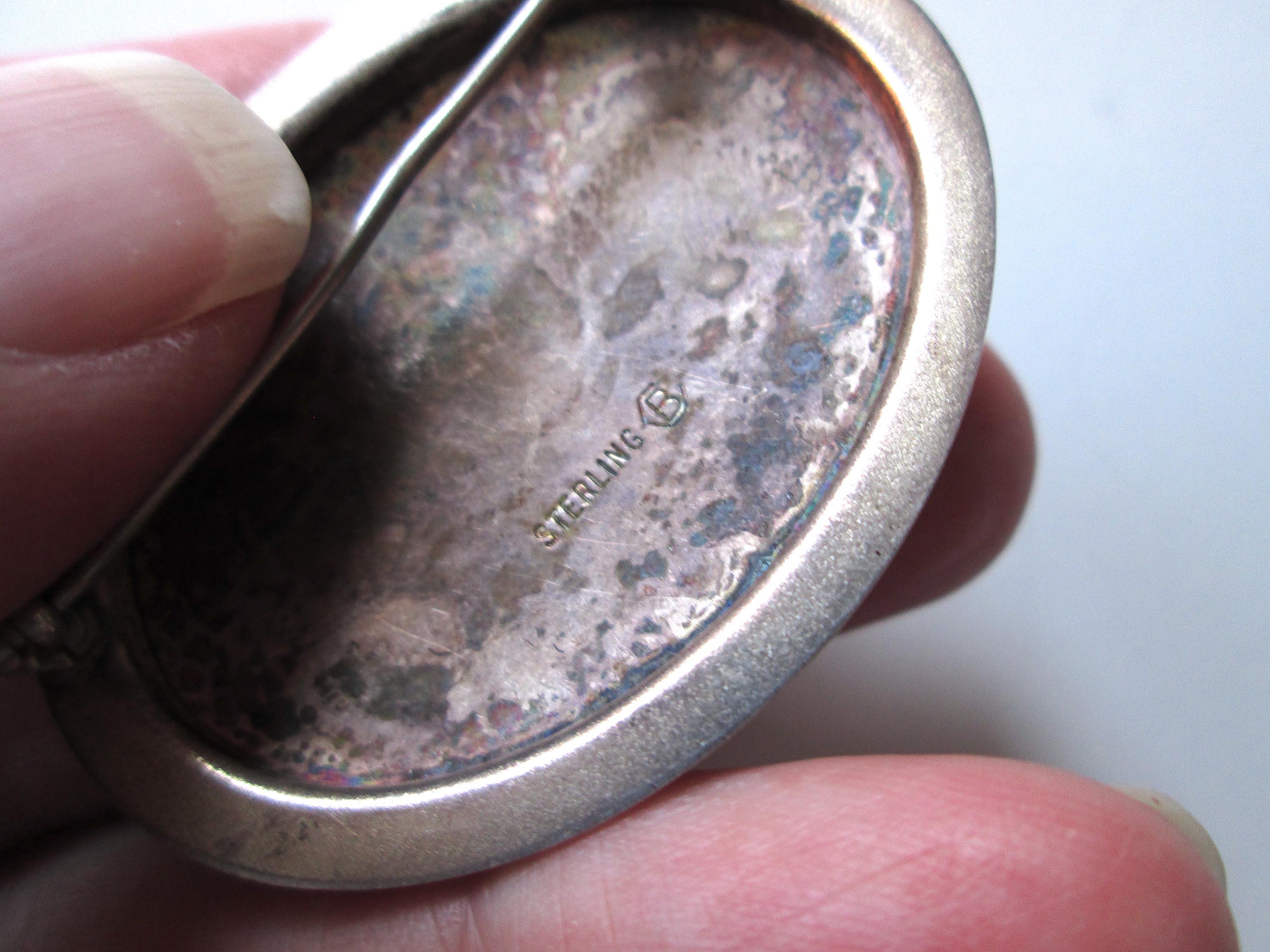 Classic Vintage Brooch 925 Silver Stamped STERLING 8g Hexagon B