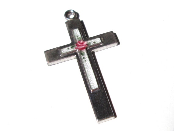 Sweet Vintage Cross Pendant 925 Silver 1.5g Signe… - image 1