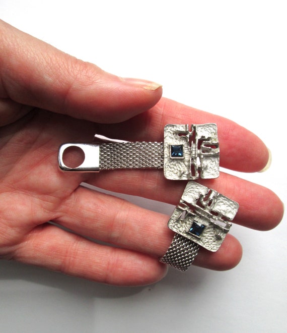 Gorgeous Vintage Cuff Links Cufflinks Silver Tone… - image 4