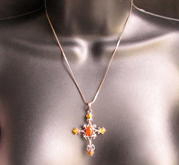 Vintage Sterling Silver Scrollwork Mixed Honey & … - image 3