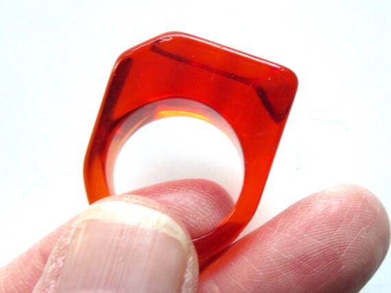 Sweet Vintage Statement Ring Mandarin Orange Red … - image 3