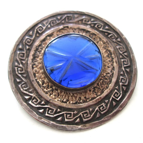 Broche Vintage En Argent 925 Avec Turquoise - Bijou Ancien Fait Main Au Mexique