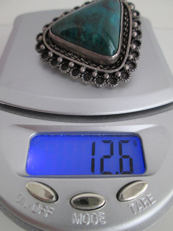 Vintage Jerusualem Silver Triangular Pendant Broo… - image 3